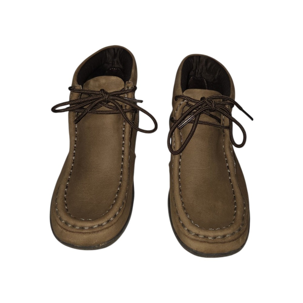 Kenneth Cole Reaction Boots Kids 12 Brown Driving Dawson Chukka Leather Moccasin